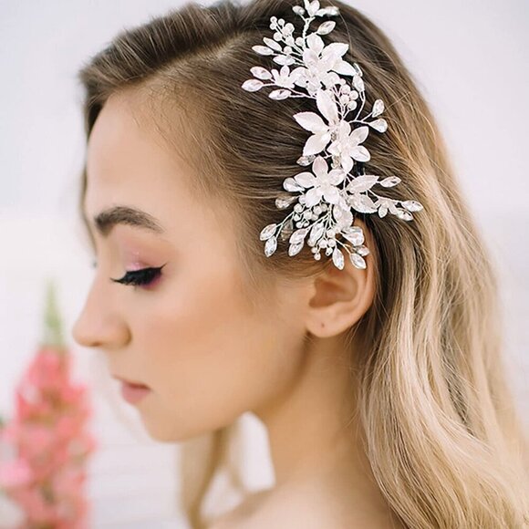 Wedding Hair Comb Pearl Crystal Silver Bridal Hair Accessory for Women main image 6